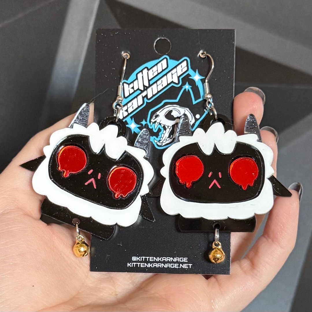 Acrylic Evil Lamb Cult COTL Horror Video Game Earrings