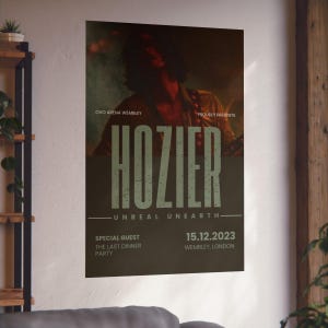 Hozier Poster, Unreal Unearth Tour Print, Vintage Grunge Wall Art, OVO Wembley Concert Poster, Indie Music