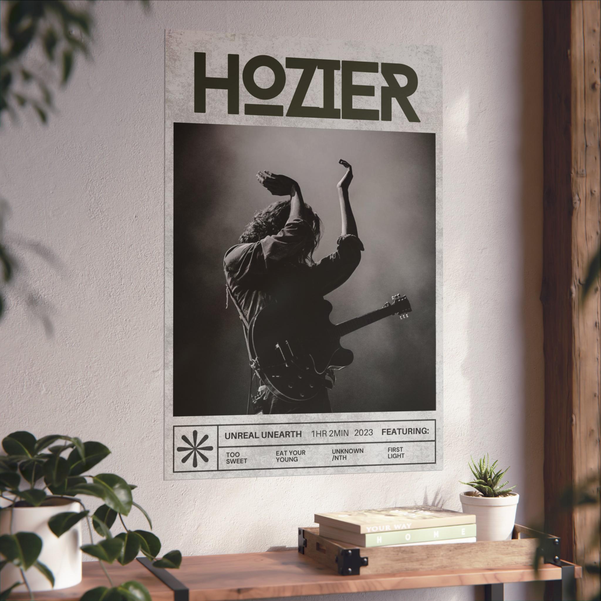 Hozier Unreal Unearth Poster - Indie Music Wall Art Print Featuring Too Sweet, Eat Your Young, Unknown/Nth - Minimalist Music Decor Gift