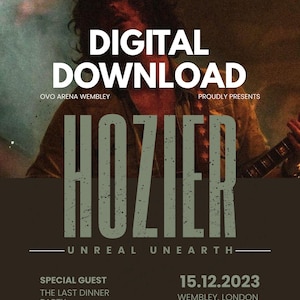 Hozier Concert Poster Digital Download – Unreal Unearth Tour Print – Wembley 2023 Wall Art – Music Fan Aesthetic Digital Download