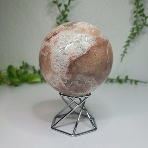 Large Druzy Pink Amethyst Sphere from Brazil with Clear Quartz Inclusions