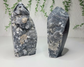LAST ONE Shiny black chalcedony flame/freeforms (trade name:sphalerite)