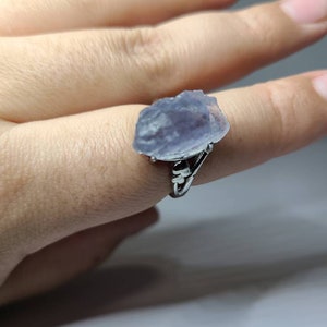 Raw Crystal Rings Fluorite Aquamarine Pink Tourmaline Clear Quartz