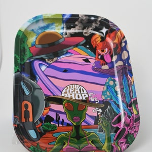 Saturn Rulez THS Rolling Tray - Unique Rolling Tray - Quality Rolling Tray - Gifts for Smokers - Alien Lover Gifts - Fast US Shipping