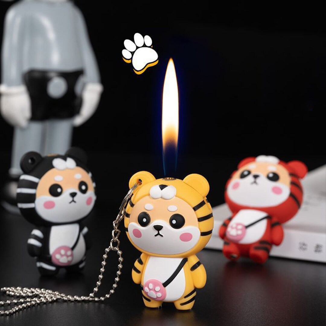 Kawaii Style Lighter, Novelty Lighters, Unique Lighters, Tiger Figure Lighter, Cat Lover Gift