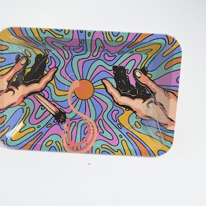 Smoke the Rainbow Rolling Tray - Unique Rolling Tray - Quality Rolling Tray - Gifts for Smokers - Trippy Gifts - Fast US Shipping