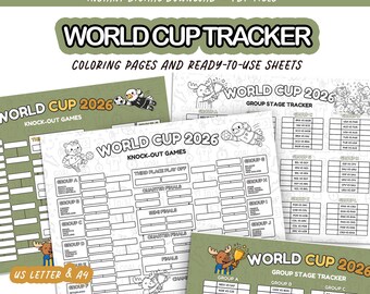 World Cup 2026 Tracker for Kids | Soccer Football Tournament Bracket Chart | Coloring pages