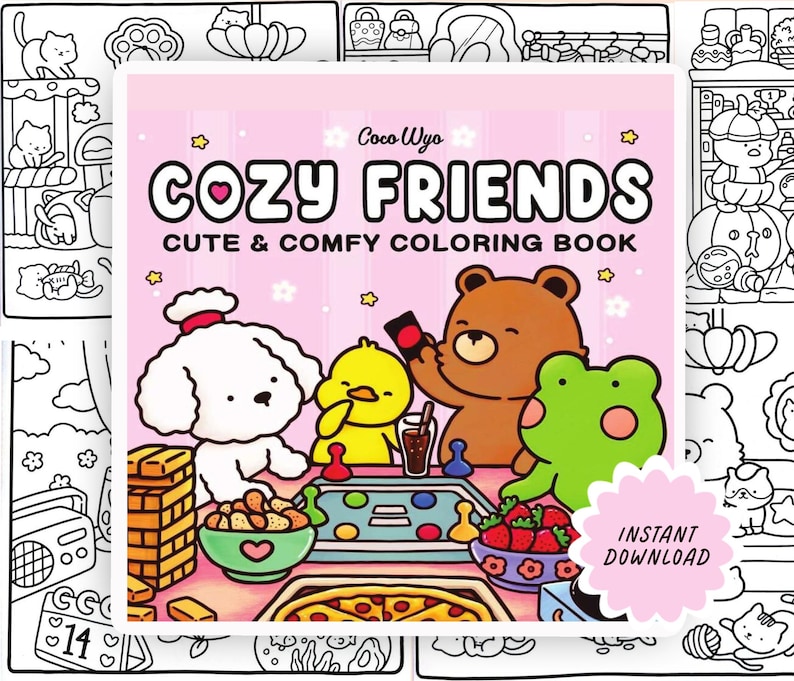 Buy Coco Wyo Cozy Friends Coloring Book, Cute and Comfy Digital ...