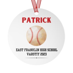 Personalized Baseball Ornament, Customized High School Ornament, Varsity, Ornaments Christmas Personalized, Gift for Kids, Baseball