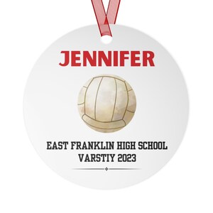 Personalized Volleyball Ornament, Customized High School Ornament, Varsity, Ornaments Christmas Personalized, Gift for Kids, Volleyball