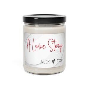 Love Story Candle, Valentines Day Gift, Personalized Valentines Day Candle, Personalized Gift, Scented Soy Candle, Love Story
