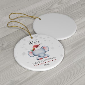 Baby Name Christmas Ornament, Baby&#39;s First Christmas Ornament, Personalized Ornament 2022, Baby Keepsake, Babyshower Gift, Baby Elephant