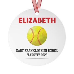 Personalized Softball Ornament, Customized High School Ornament, Varsity, Ornaments Christmas Personalized, Gift for Kids, Softball, Sports