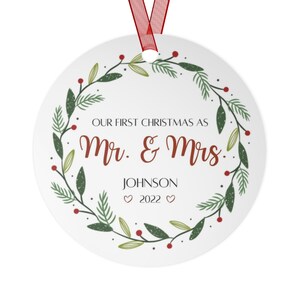 First Christmas Ornament, Ornament Christmas Personalized, First Chirstmas Married Ornament, Metal Ornament, Ornament, Wedding Present
