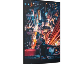 Neon Wall Art Street Photography, Skyline Art Gift, Hong Kong Skyline Poster, Travel Canvas Art, Cityscape Living Room Decor, Urban Wall Art