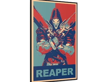 Overwatch Reaper Poster, Canvas, Propaganda - Overwatch 2 / Reaper / Overwatch Poster / Reaper Poster / Video Games / Gaming / Wall Art
