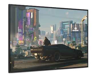 Cyberpunk 2077 Poster for Game Room, Johnny Silverhand, Cyberpunk Art Bedroom Decor, Video Game Wall Decor, Car Wall Art for Home Office