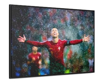 Ronaldo Poster, Sports Photography, Soccer Poster for Man Cave, Cristiano Portugal Wall Art, CR7 Aesthetic Room Decor, Large Canvas Art