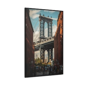 Dumbo Brooklyn Bridge Wall Art for Entryway, New York City Home Decor Gift, City Skyline Living Room Canvas, NYC Street Photography