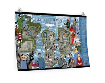 Grand Theft Auto 3 Canvas GTA3 Liberty City Map GTA Poster PS2