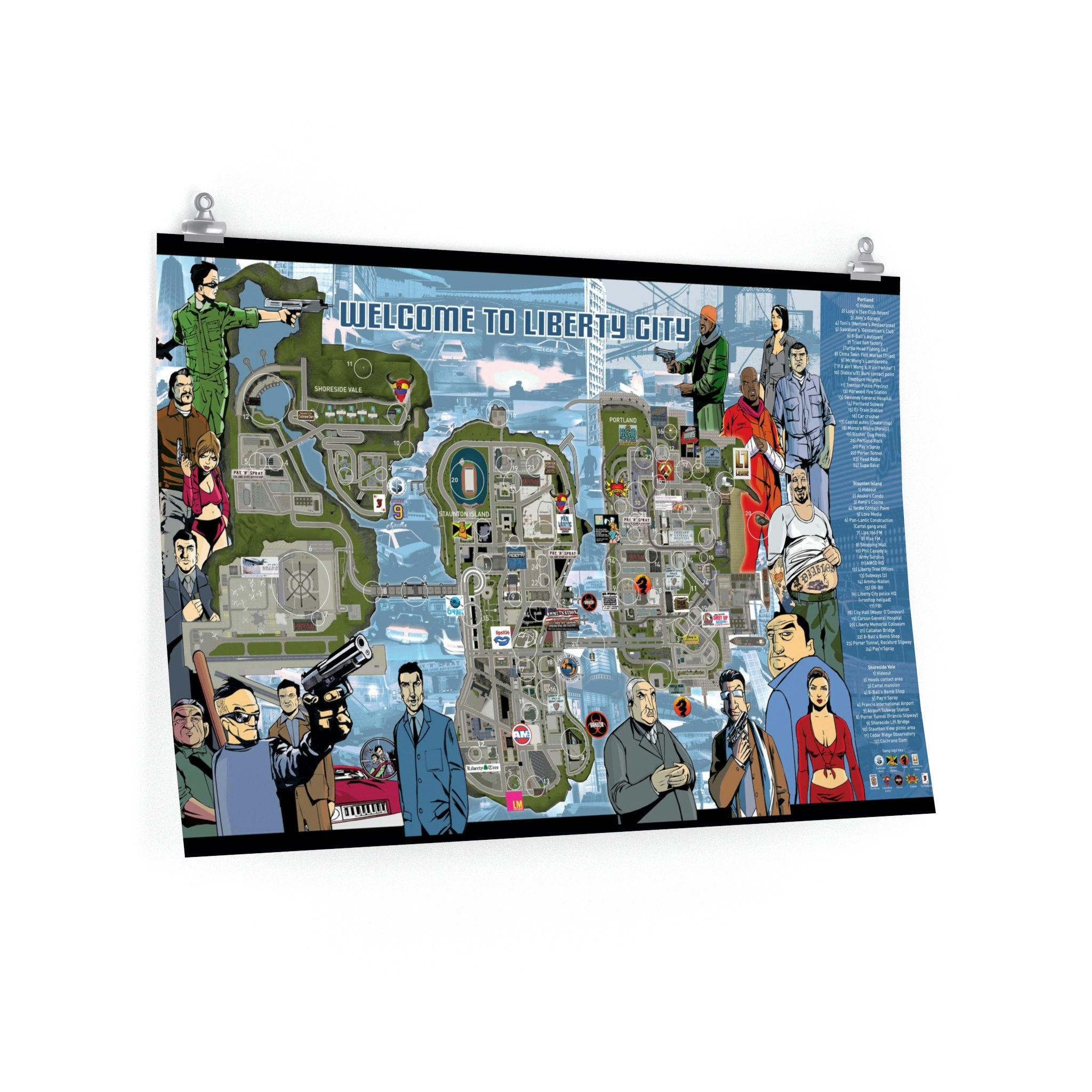 Grand Theft Auto GTA III 3 Double-Sided Poster/Map Rockstar