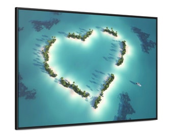 Love Island Beach Wall Art for Summer Home, Beach Home Decor, Tropical Canvas Art, Island Paradise Canvas, Travel Poster, Nature Landscape