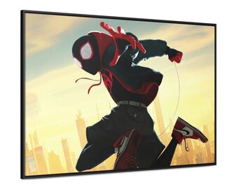 Spiderman Into the Spiderverse Poster for Theater Room, Miles Morales Poster, Marvel Movie Wall Decor, Spiderman Gift, Aesthetic Room Decor