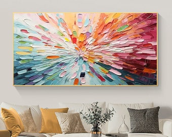 Original Ölgemälde auf Leinwand, moderne strukturierte Wandkunst, abstraktes Punkte Kunst Dekor, individuelles Geschenk Gemälde, Esszimmer Wanddekoration