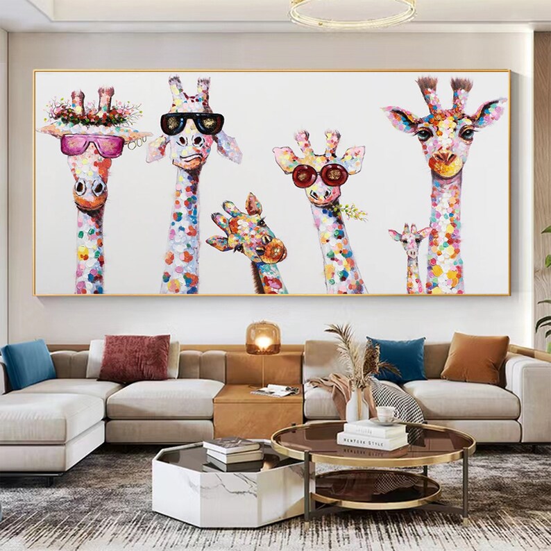Abstract Giraffe Oil Painting on Canvas Original Custom Etsy