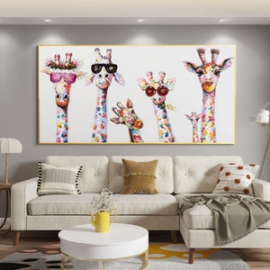 Abstract Giraffe Oil Painting on Canvas, Original Custom Colorful ...