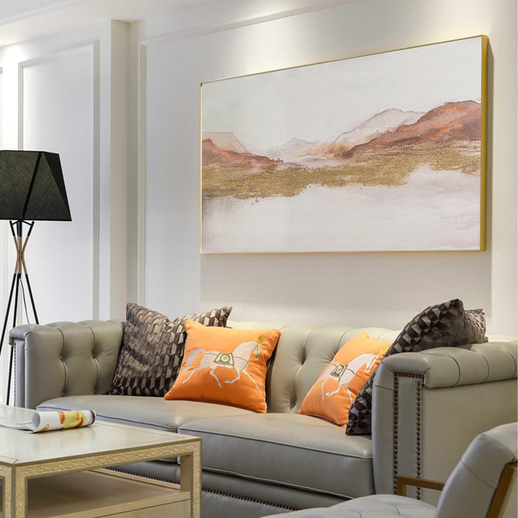 Original Abstract Gold Foil Oil Painting on Canvas Large Hand Etsy