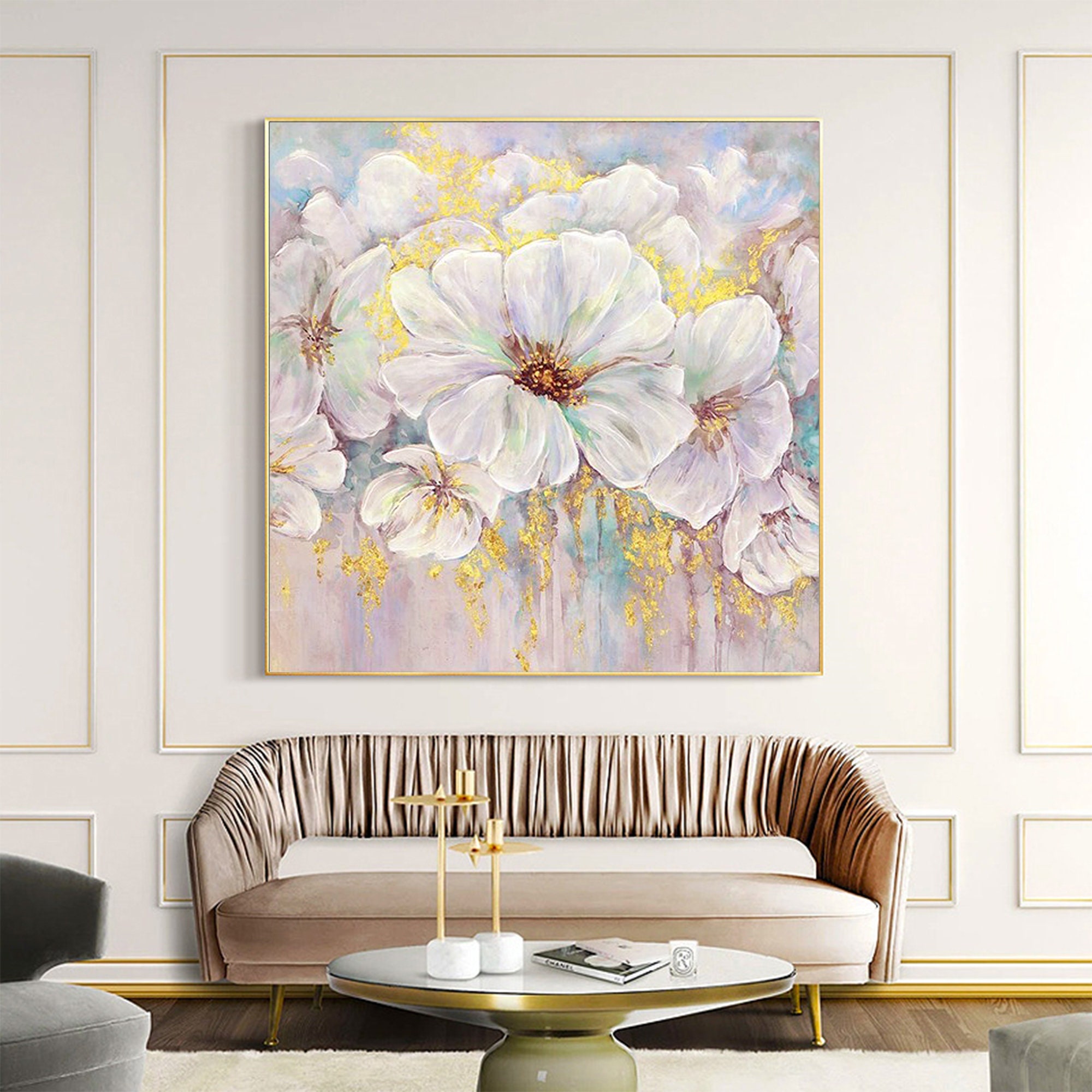 Original Abstract Blooming Gold Leaf Flower Oil Painting on - Etsy Canada