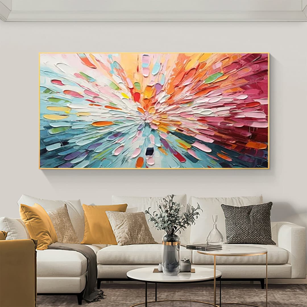 Original Colorful Oil Painting on Canvas, Modern Textured Wall Art ...