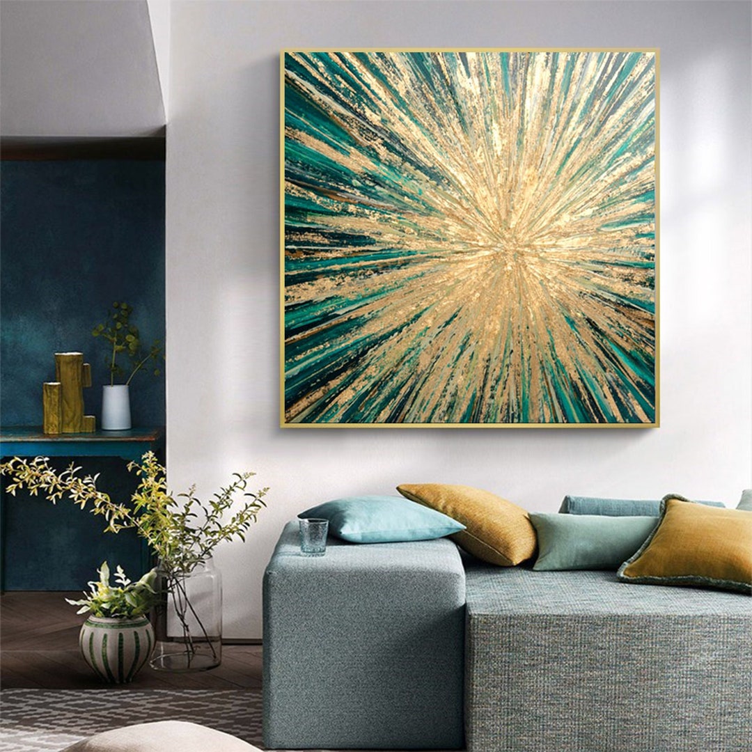 Large Original Gold Foil Oil Painting on Canvas,extra Textured Concise
