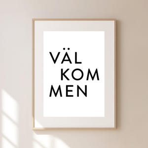 Välkommen, Welcome Sign, Scandinavian, Nordic, Swedish, Entry Way Art, Printable Wall Art, Art Print, Digital Download, 4 Sizes Available