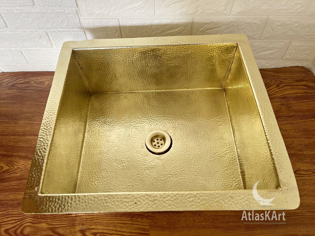 Hammered Brass Kitchen Sink Brass Bar Sink Unlacquered Brass Etsy