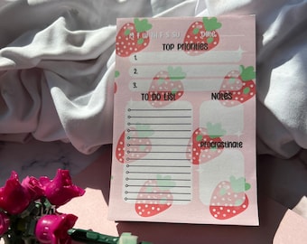 To-do-lijstje aardbei || A6 || Memoblok || Schattige aardbei ||