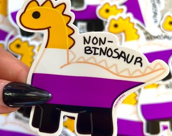 Sticker niet-binoosaurus || Dinosaurus || LGBTQTIA+ || LHBT+ || Niet-binaire trots || Trots ||