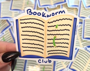 Bookworm Club || Boekenwurmsticker || 3"-sticker || Glanzend ||