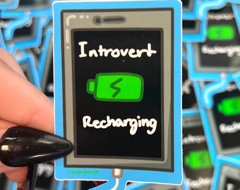 Introvert Opladen || Introverte sticker || 3"-sticker || Glanzend ||