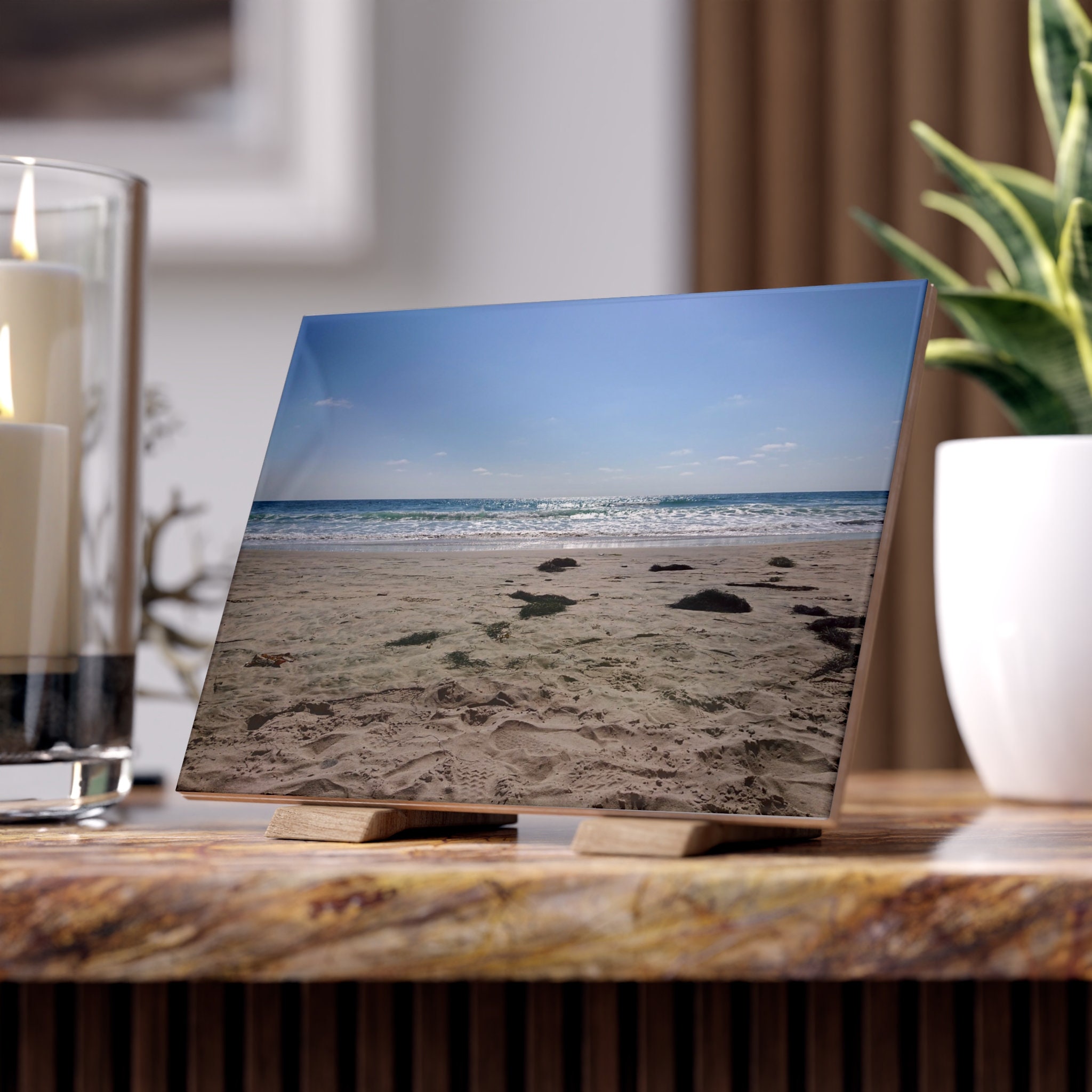 フォトタイル ビーチ セラミック フォト タイル、6 インチ x 8 インチ 光沢または