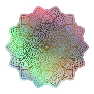 May include: A colorful mandala design with intricate details in gold. The mandala is surrounded by a rainbow gradient.
