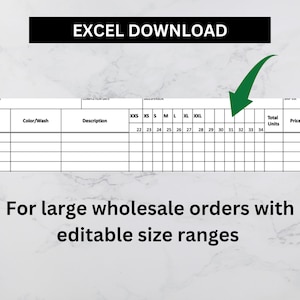 Wholesale Clothing Order Form Template | INSTANT DOWNLOAD | Fully ...