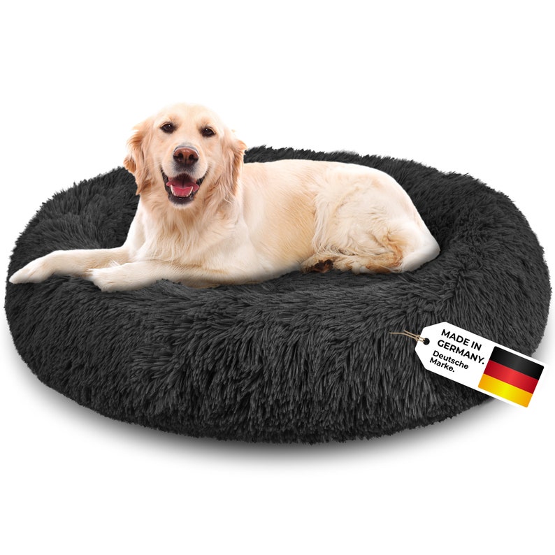 Hundebett Hundekissen waschbar inkl. Bezug Bett Körbchen Donut Cushion Maschinenwaschbar Haustiermöbel Geschenkidee Personalisierbar Schwarz