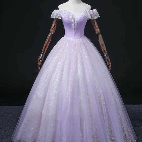Sweet Lavender Off The Shoulder Tulle Pleated Ball Gown Formal Quinceanera Dress SP579