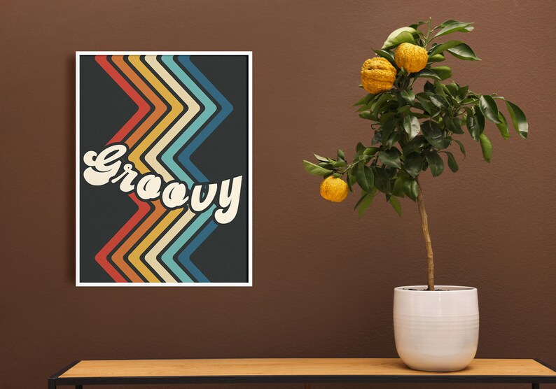 Rainbow Retro Wall Art Decor Vintage Rainbow Digital Art Etsy