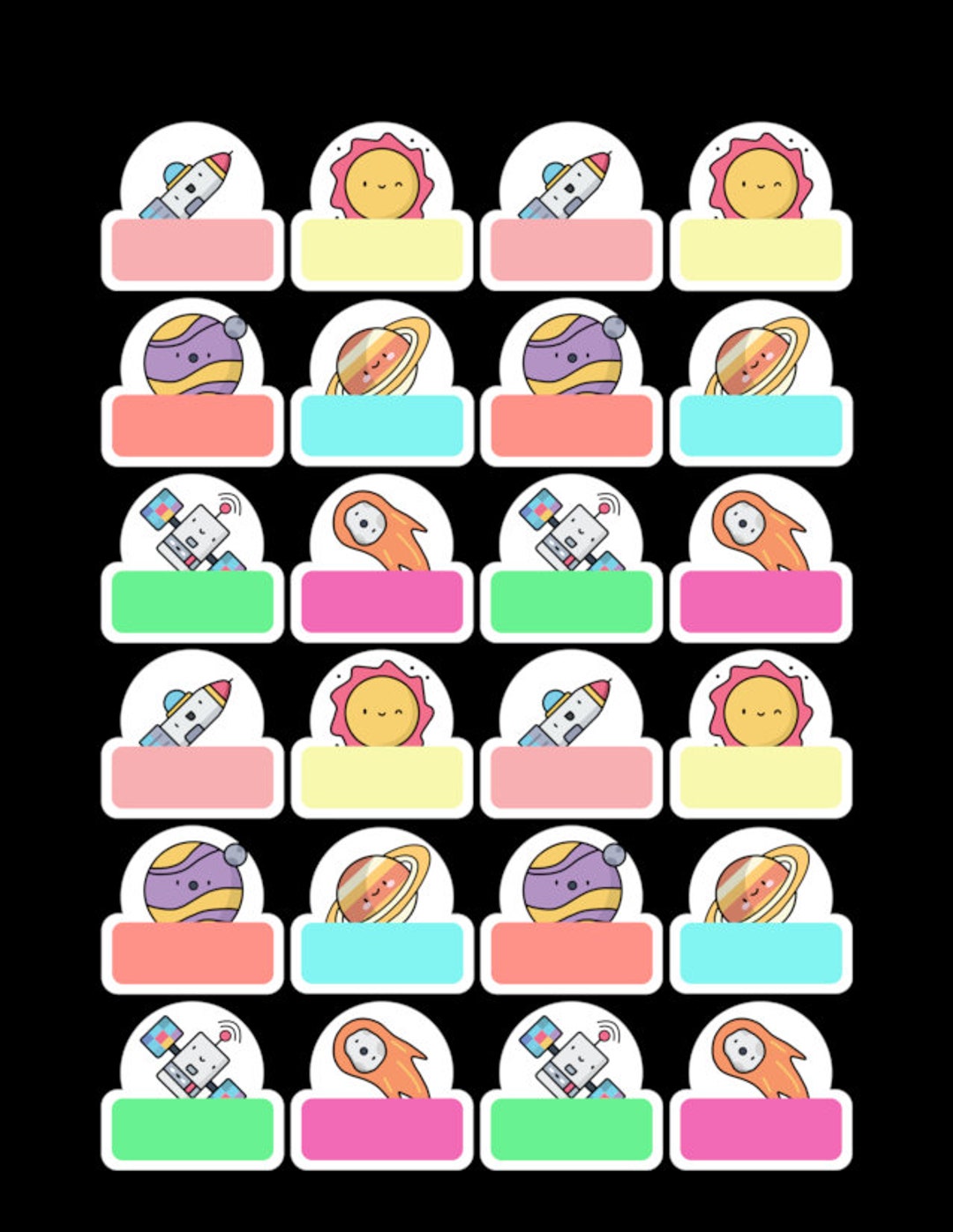 Space Printable Cute Kid Name Tags Etsy