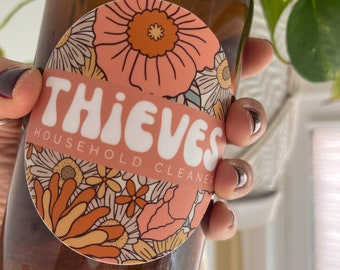 Thieves Cleaner Label | Floral Flower Hippie