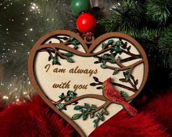 Memorial Heart Cardinal Ornament