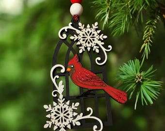 Cardinal in Window Ornament